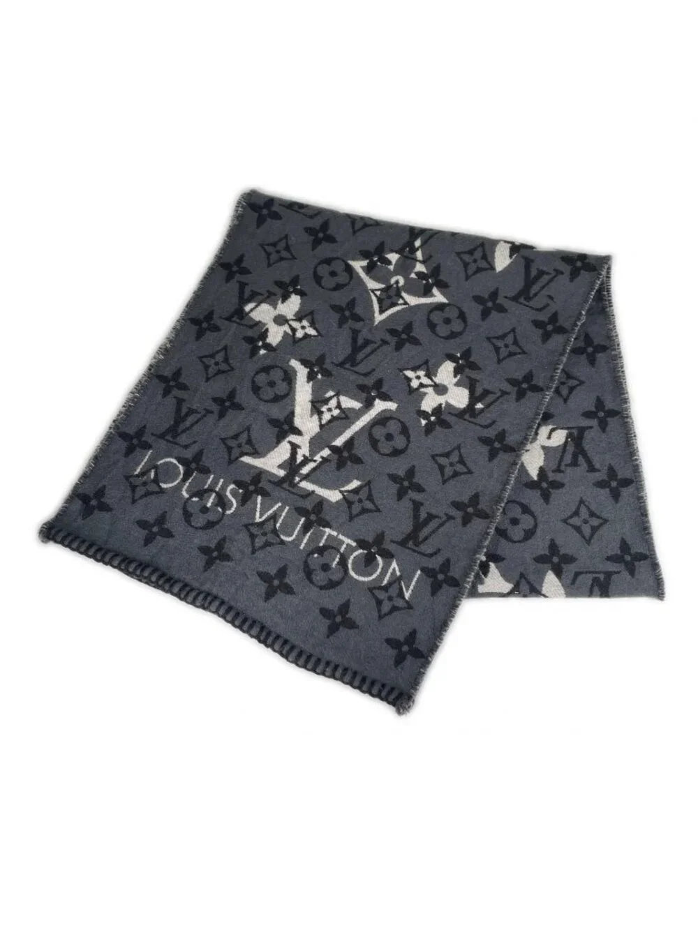 Louis Vuitton Echarpe All You Need AW Scarf Wool Silk Gray
